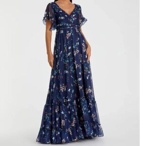 NWT Mac Duggal Navy Floral Maxi Dress Sz 4